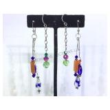 2 PAIRS OF STERLING & BEAD EARRINGS