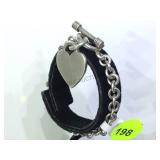 HEAVY STERLING CHAIN BRACELET W/ A HEART