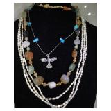 3 NECKLACES, POLISHED STONE & MORE