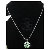 STERLING NECKKLACE W/ GREEN & CLEAR GEMSTONES