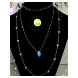 NECK W/ 2 STERLING NECKLACES & 1 BRACELET