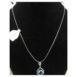 STERLING NECKLACE W/ BLUE GEMSTONE
