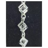 STERLING BOX BRACELET W/ CLEAR GEMS