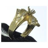14K GOLD RING  W/DIAMONDS, CENTER STONE MISSING