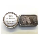 PAIR OF (1 OZ) EACH .999 SILVER BAR & ROUND