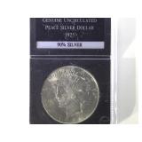 1925  90% SILVER PEACE DOLLAR, CASED