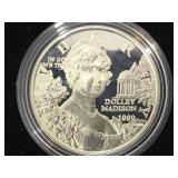 1999 SILVER LIBERTY "DOLLY MADISON" $1 COIN