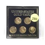 1/10 OZ GOLD  AMERICAN EAGLES,  5 X $