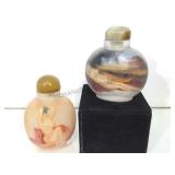 PAIR OF REVERSE PAINTED EROCTIC SNUFF BOTTLES