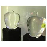 PAIR OF STEUBEN APPLE PAPERWEIGHTS