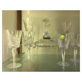 WEDGERWOOD IRISH CRYSTAL DECANTER & STEMWARE