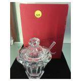 BACCARAT CRYSTAL SUGAR BOWL W/LID & SPOON, W/BOX