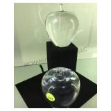 PAIR OF STEUBEN APPLE PAPERWEIGHTS