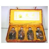 REVERSE PAINTED ASIAN THEMED SNUFF BOTTLES W/ CASE