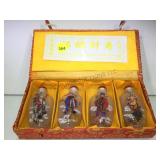 REVERSE PAINTED ASIAN THEMED SNUFF BOTTLES,W/CASE