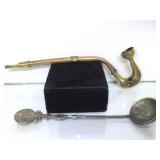 ORNATE METAL PIPE & SILVER SPOON