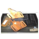 TRAY OF HOLSTERS & MORE