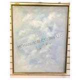 FRAMED OIL/BOARD ARTIST SIGNED PAYNE OF SEA GULLS