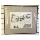 PENCIL SIGNED & NO. PRINT OF MOUNT RUSHMORE