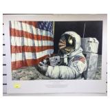 STRAIGHTENING OUR STRIPES BY ALAN BEAN LITHOGRAPH