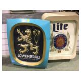 PAIR OF BEER LIGHT-UP SIGNS,(WIRED TOGETHER)