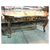 ORNATE WOOD INLAY ,2 DRAWER OCCASIONAL TABLE