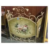 HAND-PAINTED 3 PANEL FIREPLACE SCREEN