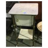 VINTAGE ROLLING DENTIST CABNINET W/MARBLE TOP