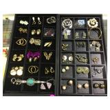 2 trays of mostly costume jewelry earrings