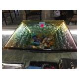 Decorative glass bowl w/ polished natural stones.