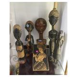 Carved wood African tribal figures, 1 needs