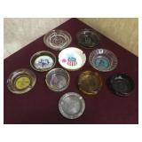 Tray lot of 10 collectible ashtrays.