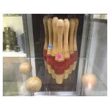 Set of vintage wooden candlestick bowling pins