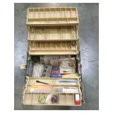 Box with assorted electronic parts and components