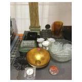 lot of assorted home items including paperweight,
