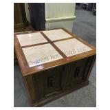 Square wooden coffee table with lower storage and