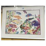 Three pieces of framed prints - two fish and bald