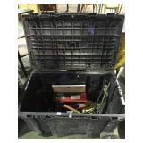 Large rolling plastic Husky tub with assorted