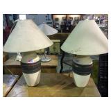 Pair of table lamps with shades made by American