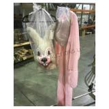 Pink bunny costume with paper mache head Local
