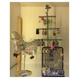 3 earring trees full of earrings