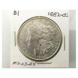 1882-CC Morgan silver dollar.
