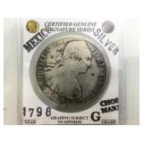 1798 silver Mexican dollar "chop marked"