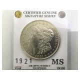 1921 Morgan silver dollar signature series
