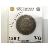 1892 Columbian silver half dollar