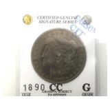 1890-CC Morgan silver dollar signature series