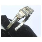14k crescent diamond ring, 10 stones sz 6 1/2