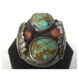 Heavy sterling Native American style ring w/