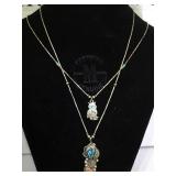 2 sterling necklaces, Native American w/