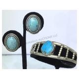 Sterling cuff bracelet w/ turquoise & fashion